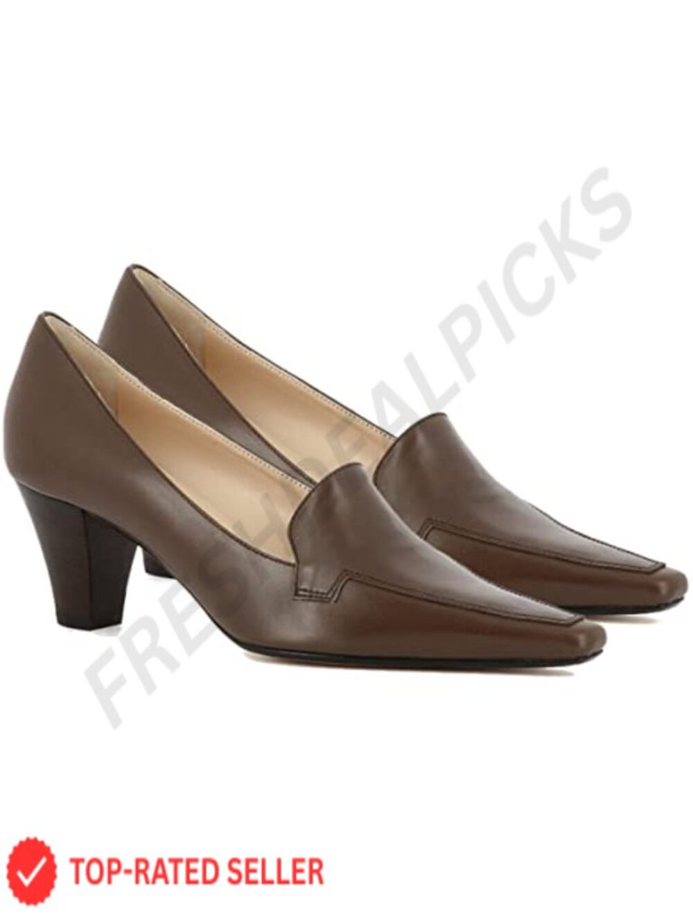Women Chunky Block Heel Square Toe Slip On Loafer Pumps Business Casual